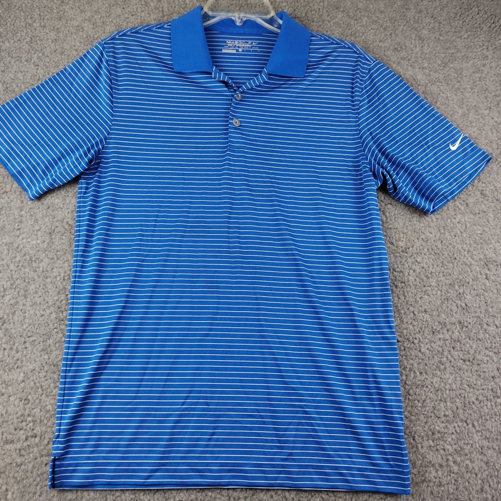Nike Golf Tour Performance Polo Shirt Mens Small Blue White Striped Dri-FIT